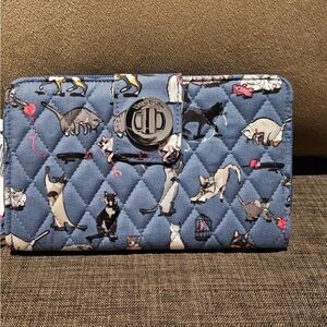 Vera Bradley Blue Cat Print Wallet